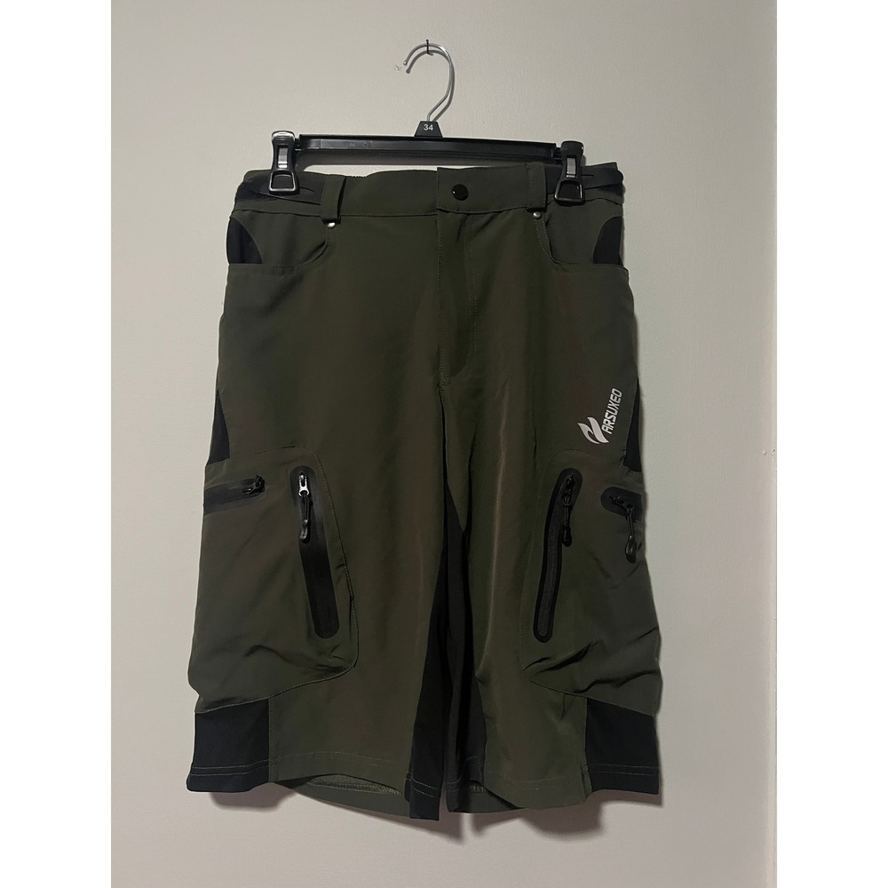 Arsuxeo Cycling Shorts Olive Green Bicycle Mountain Bike Athletic Men Size Small